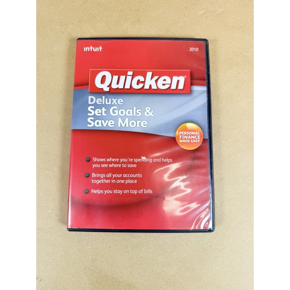 Intuit Quicken Deluxe 2010 Personal Finance PC Software Windows CD Vintage